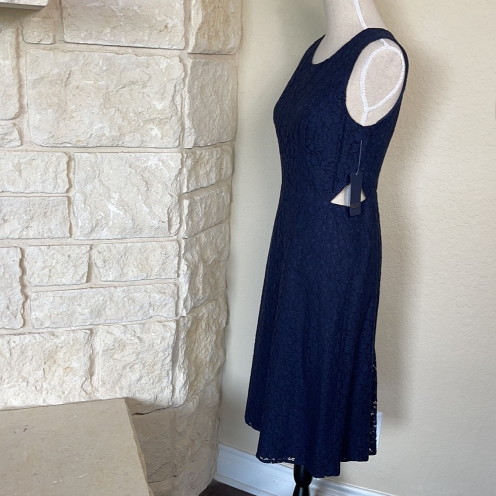 NWT  RACHEL Rachel Roy Navy Elana Lace Dress Cut out Side  Dress - Picture 3 of 14